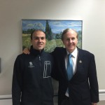 Saeed Abedini, a pastor from Idaho is pictured with Congressman Robert Pittenger at Landstuhl Regional Medical Center in Germany, in this undated handout photo